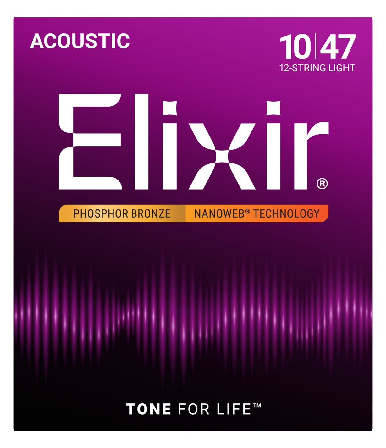 Struny Elixir NanoWeb Phosphor Bronze 10-47 12-String Light (16152)