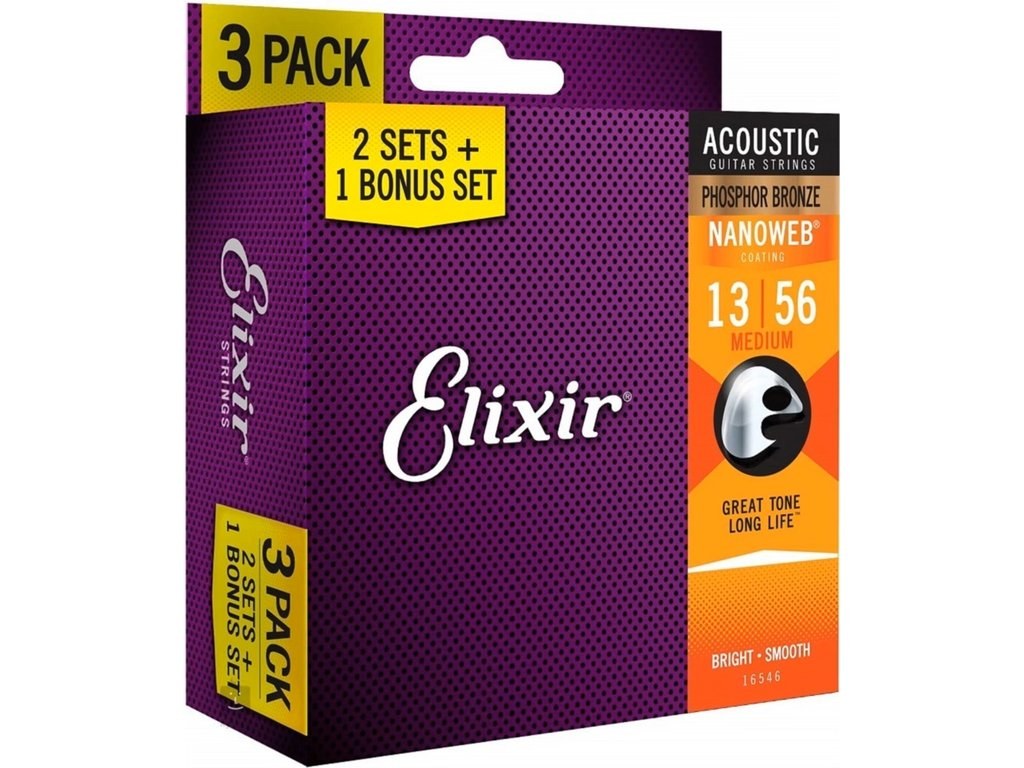 3PACK Struny Elixir NanoWeb Phosphor Bronze 13-56 (16546)