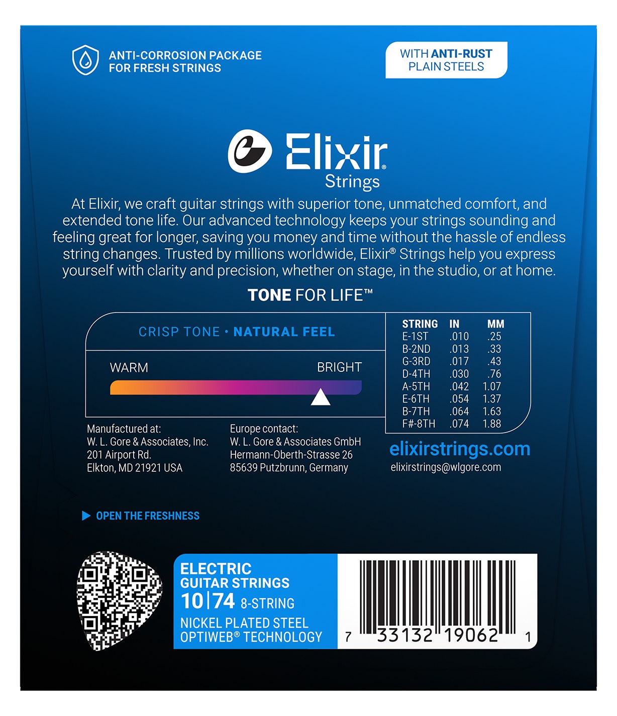 Struny Elixir OptiWeb 10-74 8-String Light (19062)