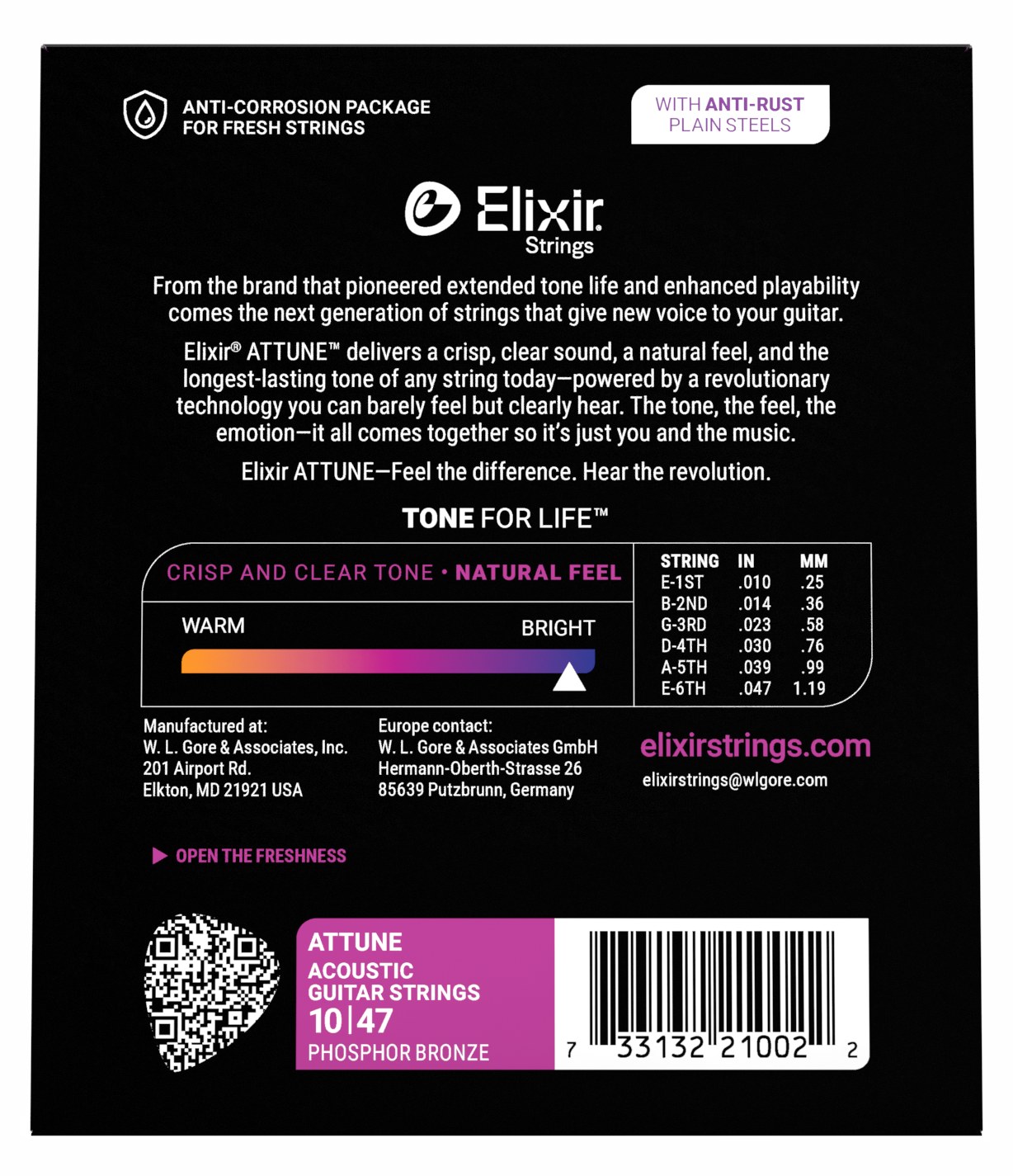Struny Elixir Attune Phosphor Bronze 10-47 Extra Light (21002)