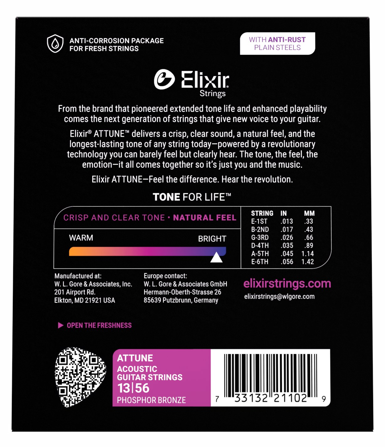 Struny Elixir Attune Phosphor Bronze 13-56 Medium (21102)