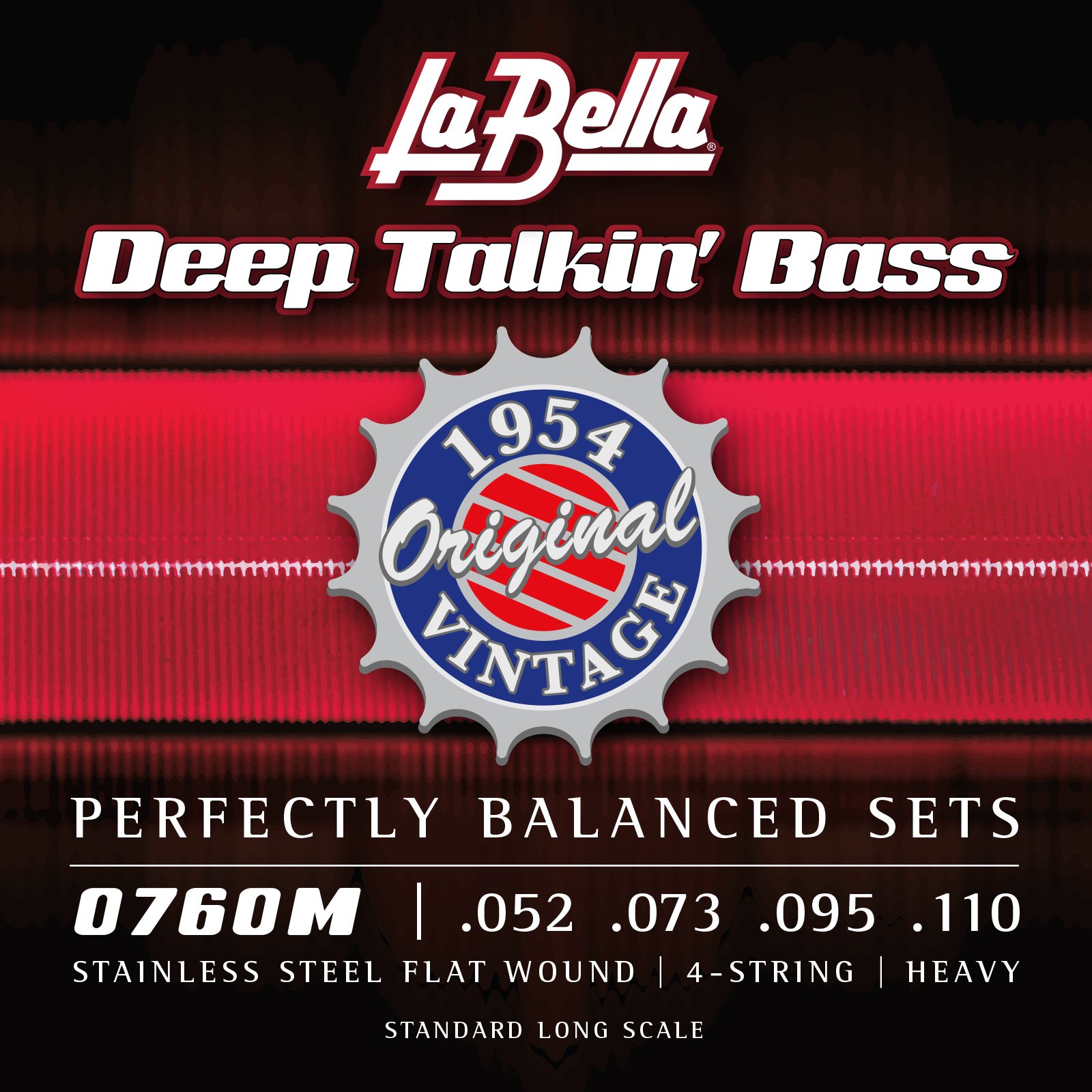 Struny do gitary basowej La Bella Deep Talkin' Bass Flats 1954 Original Vintage Heavy 52-110 4-str 0760M