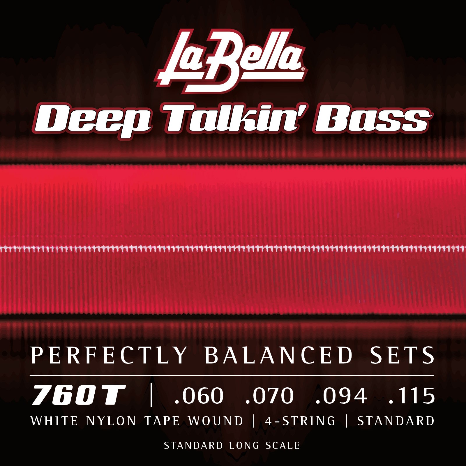 Struny do gitary basowej La Bella Deep Talkin' Base White Nylon Tape Wound Standard 60-115 4-str 760T
