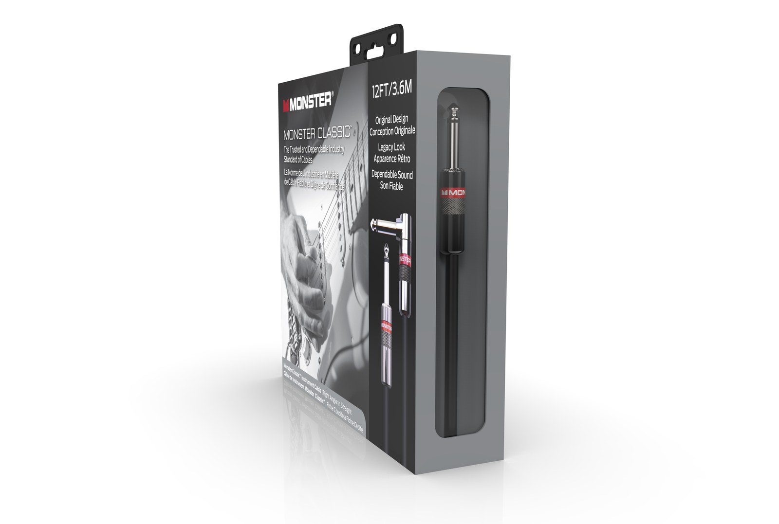 MONSTER CABLE kabel do gitary CLASSIC 3.6m jack 1/4 prosty - jack 1/4 kątowy