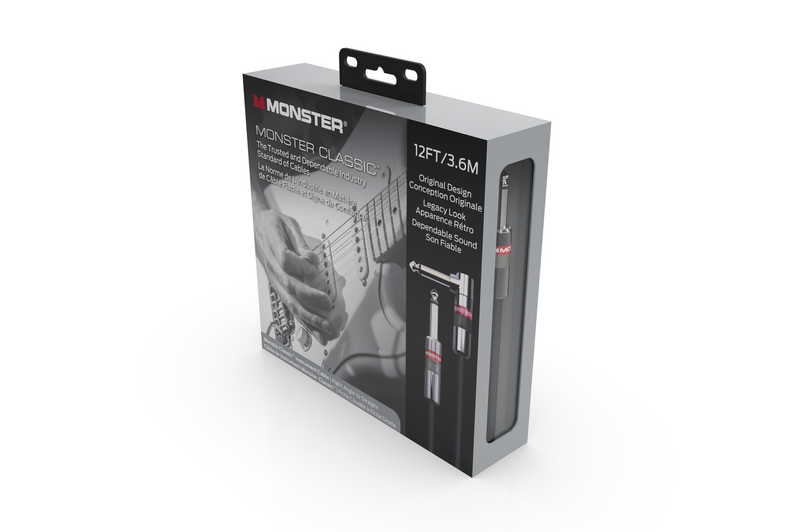 MONSTER CABLE kabel do gitary CLASSIC 3.6m jack 1/4 prosty - jack 1/4 kątowy