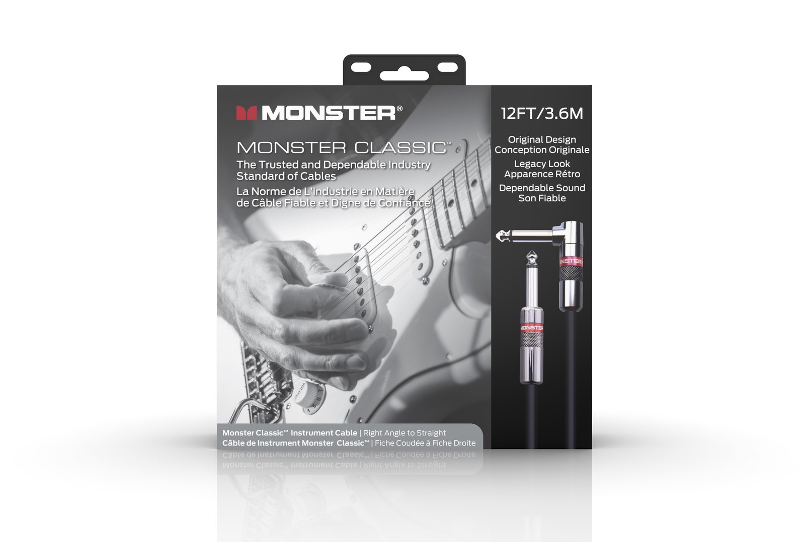MONSTER CABLE kabel do gitary CLASSIC 3.6m jack 1/4 prosty - jack 1/4 kątowy