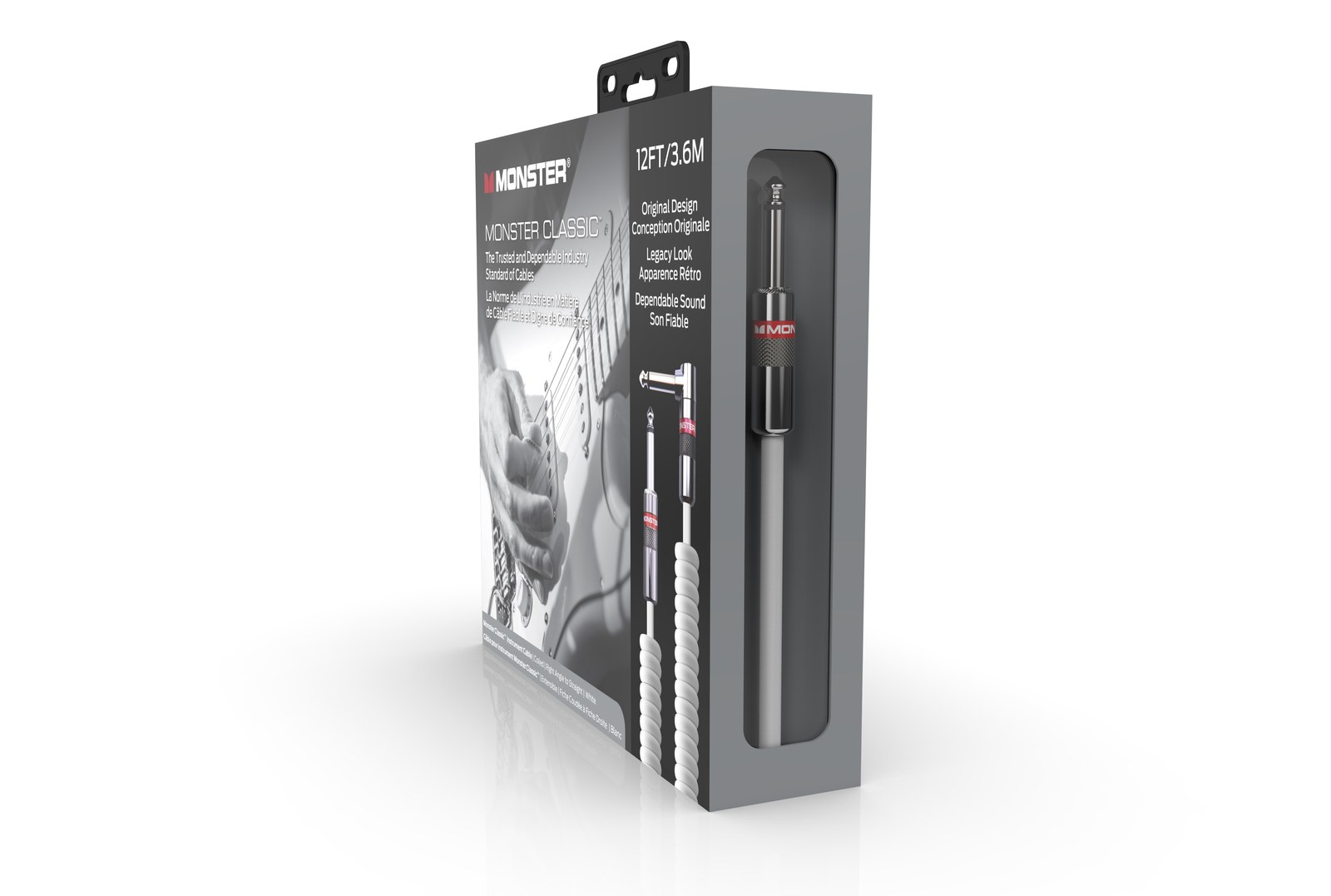 MONSTER CABLE kabel do gitary spiralny CLASSIC 3.6m jack 1/4 prosty - jack 1/4 kątowy