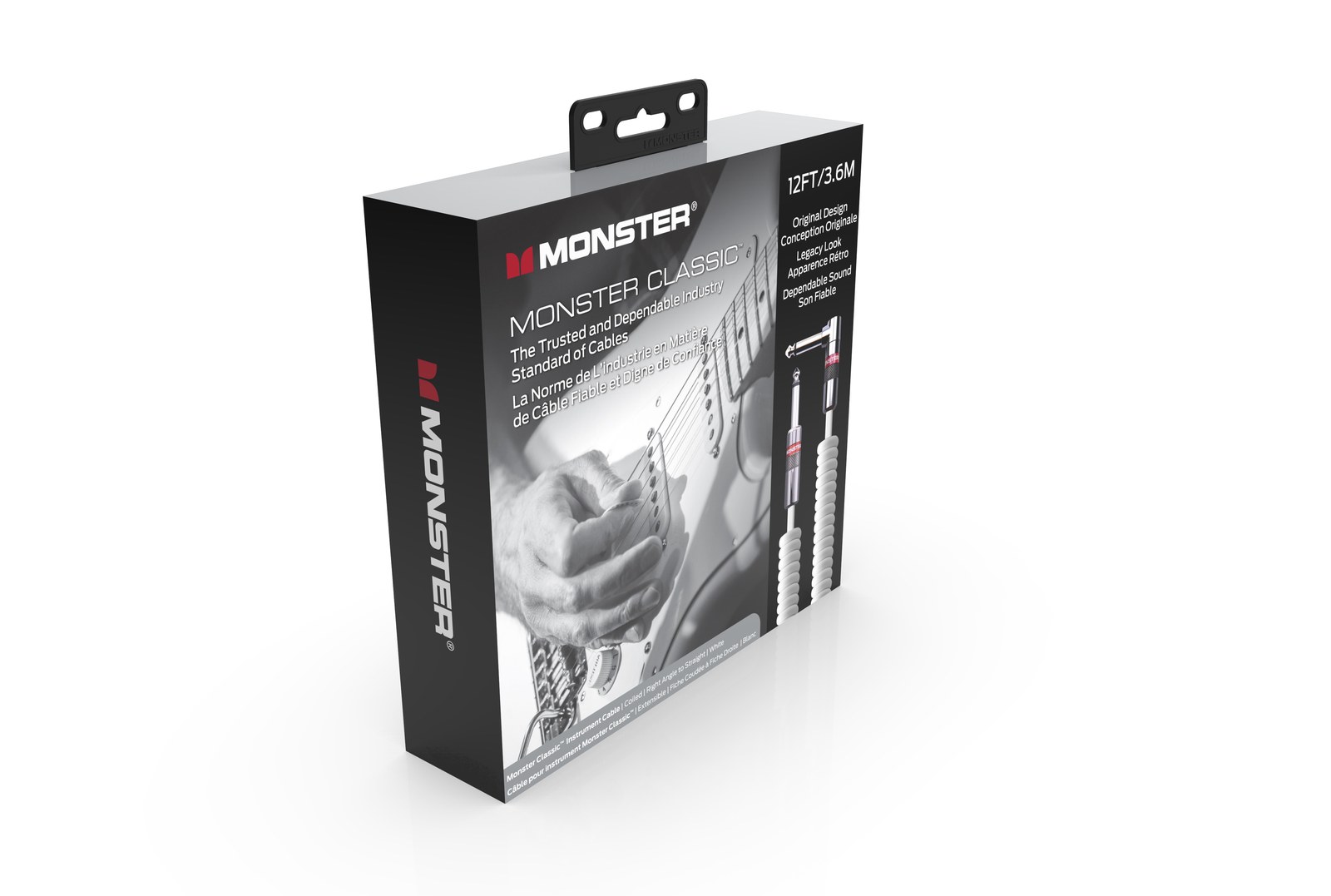 MONSTER CABLE kabel do gitary spiralny CLASSIC 3.6m jack 1/4 prosty - jack 1/4 kątowy