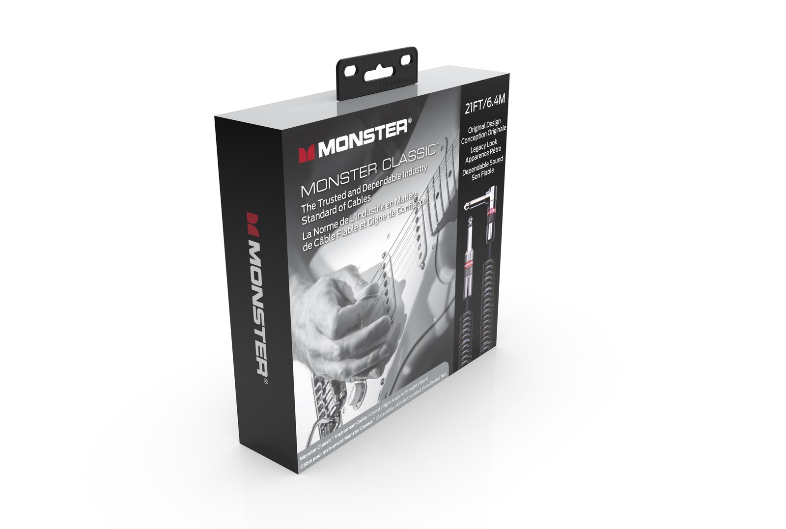 MONSTER CABLE kabel do gitary spiralny CLASSIC 6.4m jack 1/4 prosty - jack 1/4 kątowy