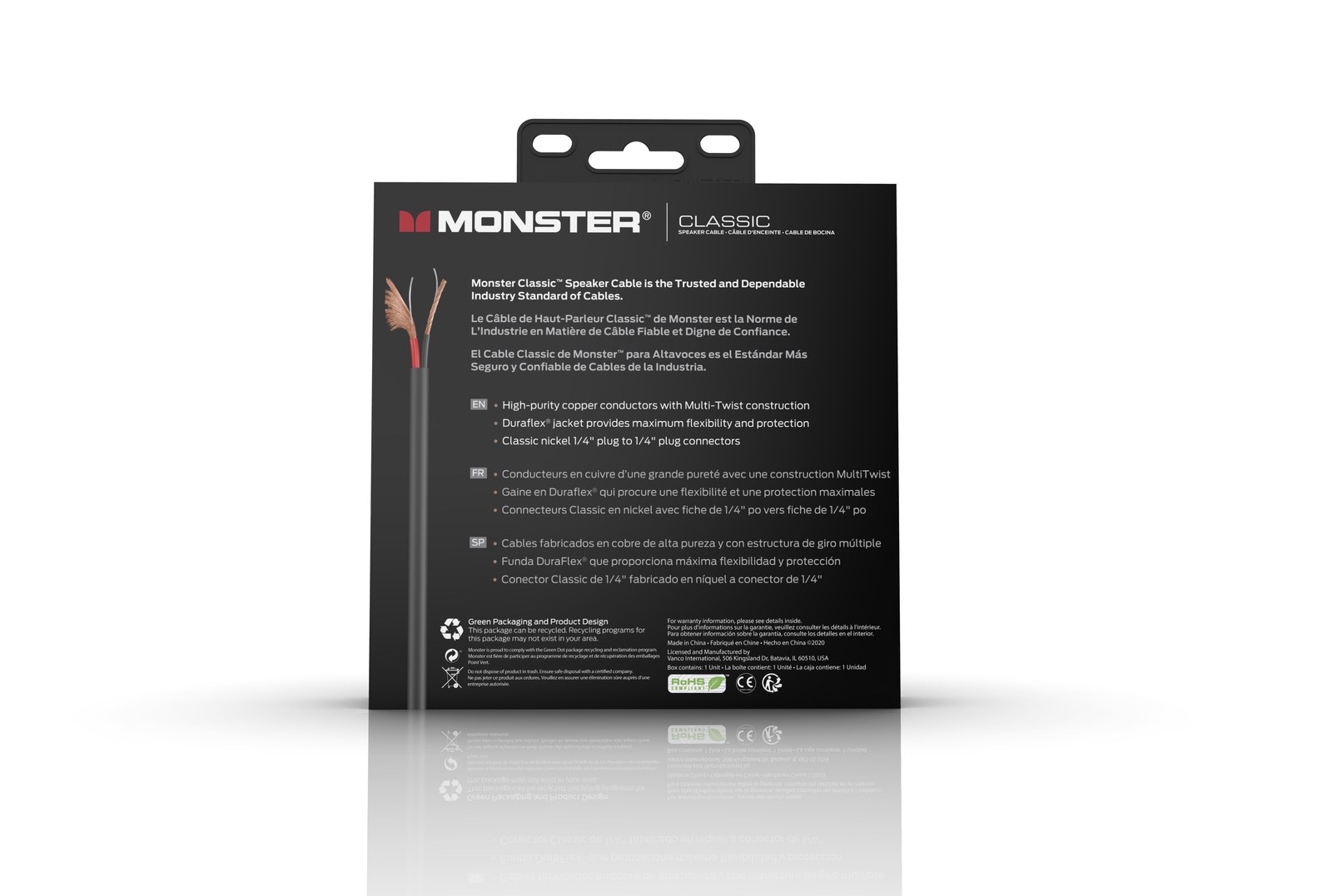 MONSTER CABLE kabel głośnikowy CLASSIC 1.8m jack 1/4 prosty - jack 1/4 prosty