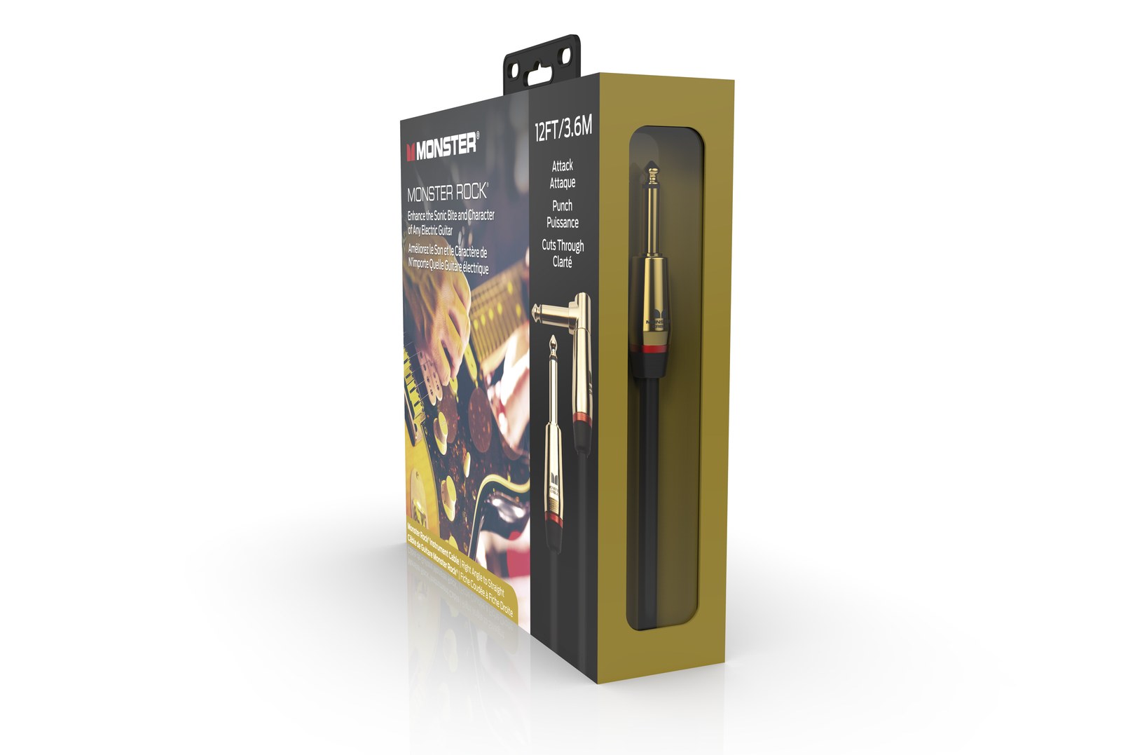 MONSTER CABLE kabel do gitary ROCK 3.6m jack 1/4 prosty - jack 1/4 kątowy
