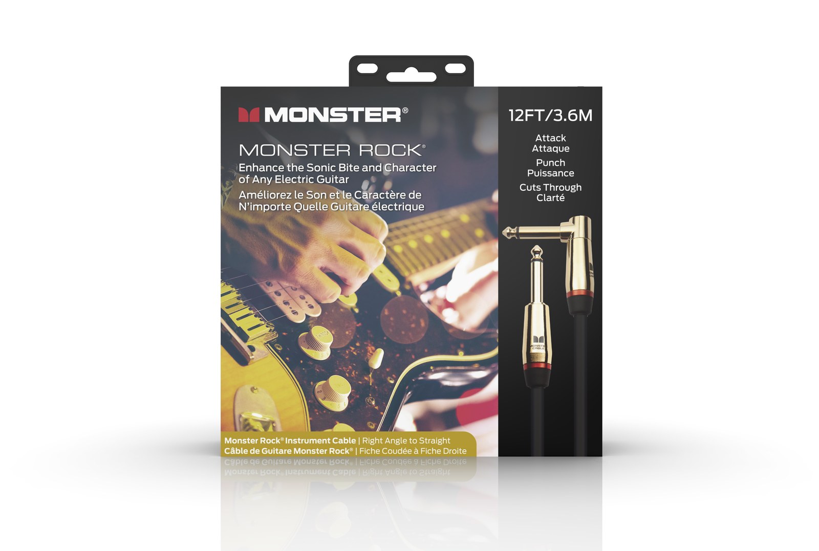 MONSTER CABLE kabel do gitary ROCK 3.6m jack 1/4 prosty - jack 1/4 kątowy