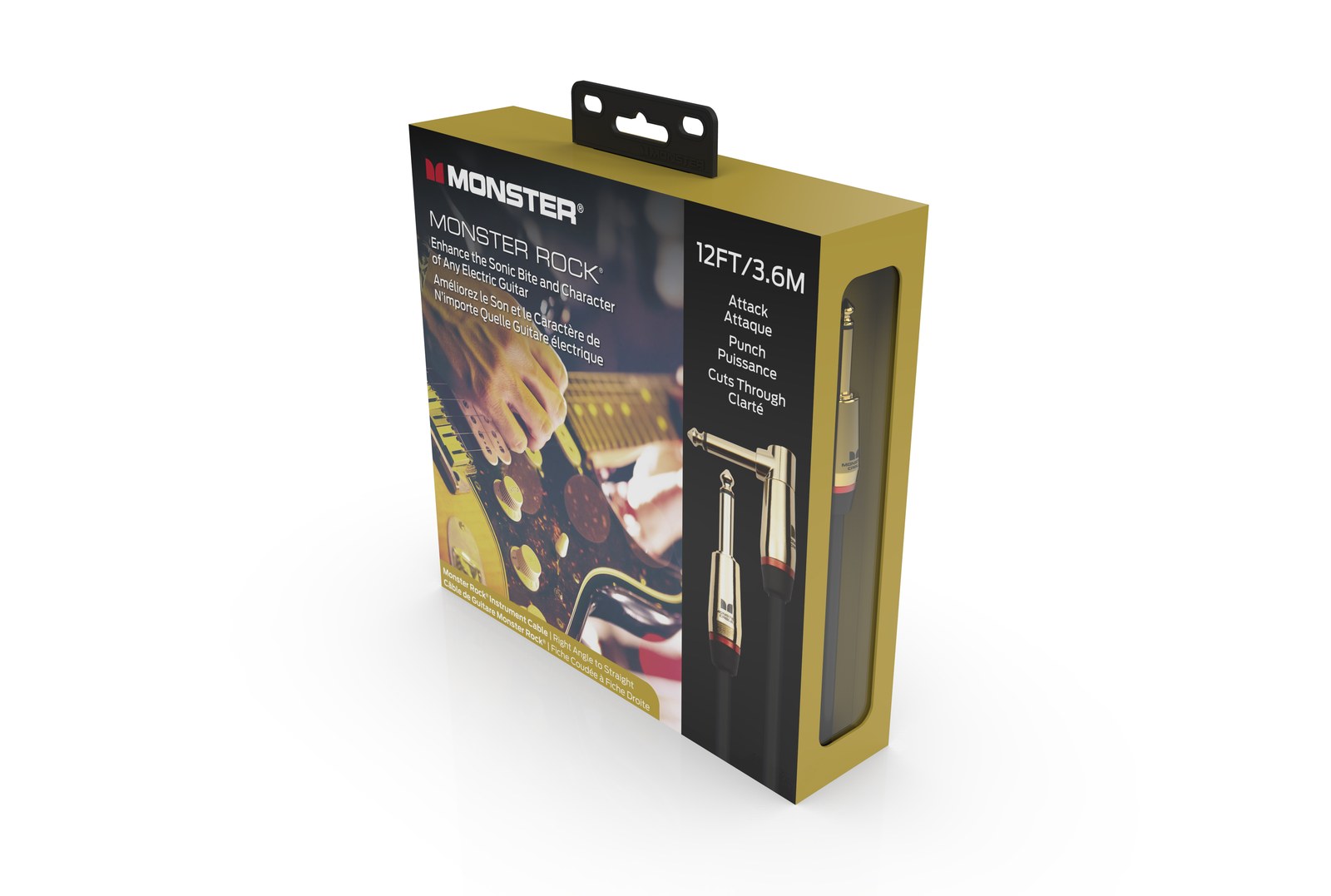 MONSTER CABLE kabel do gitary ROCK 3.6m jack 1/4 prosty - jack 1/4 kątowy