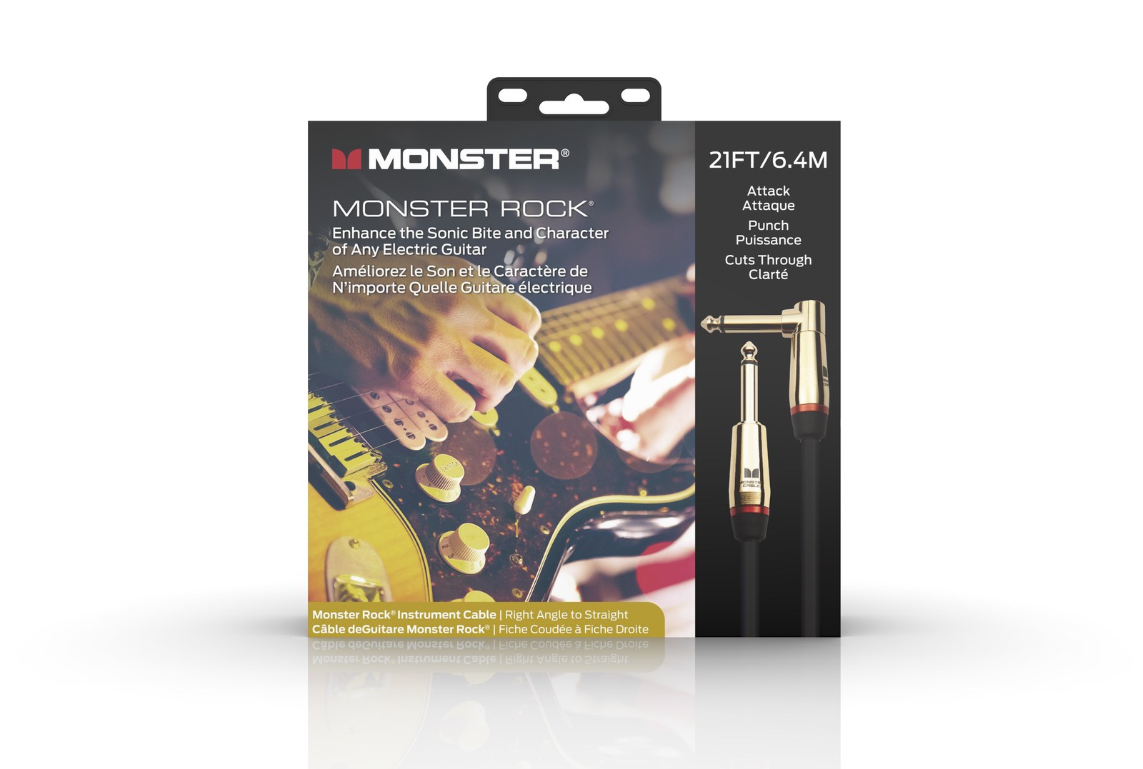 MONSTER CABLE kabel do gitary ROCK 6.4m jack 1/4 prosty - jack 1/4 kątowy