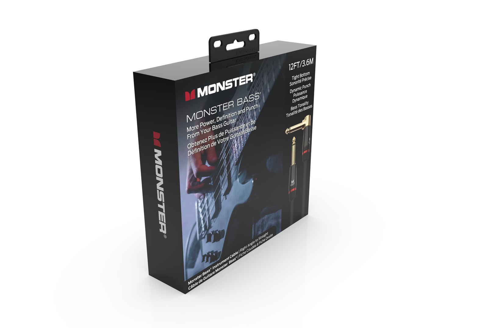 MONSTER CABLE kabel do gitary BASS 3.6m jack 1/4 prosty - jack 1/4 kątowy