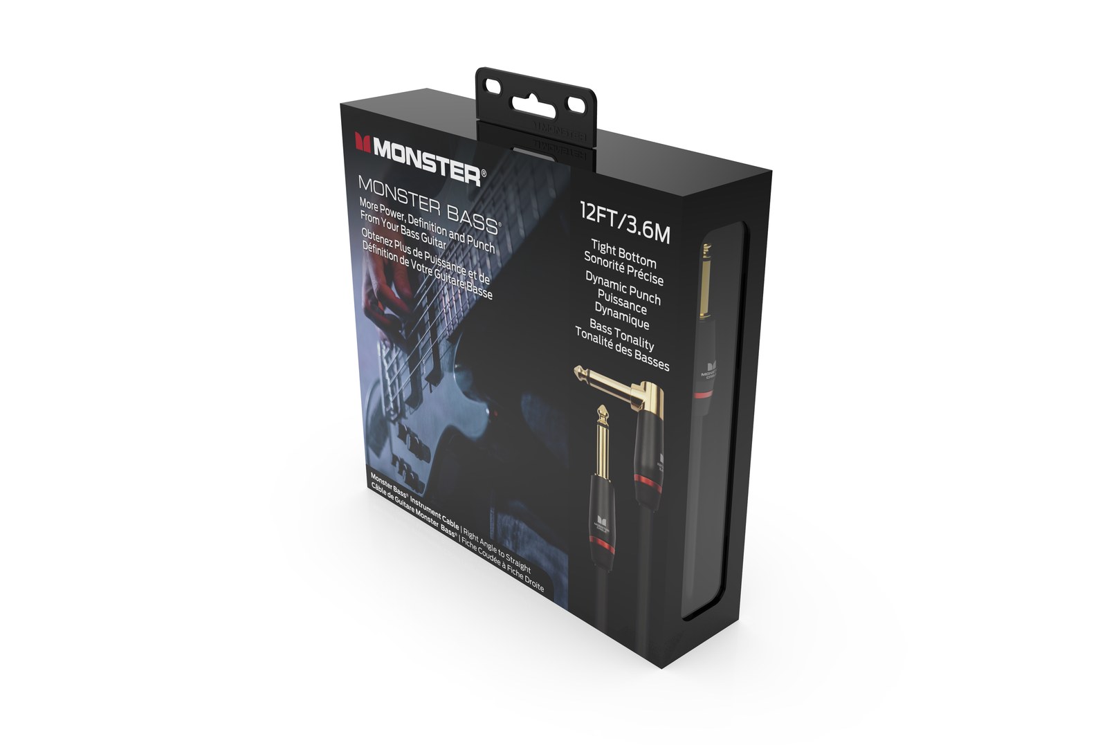 MONSTER CABLE kabel do gitary BASS 3.6m jack 1/4 prosty - jack 1/4 kątowy