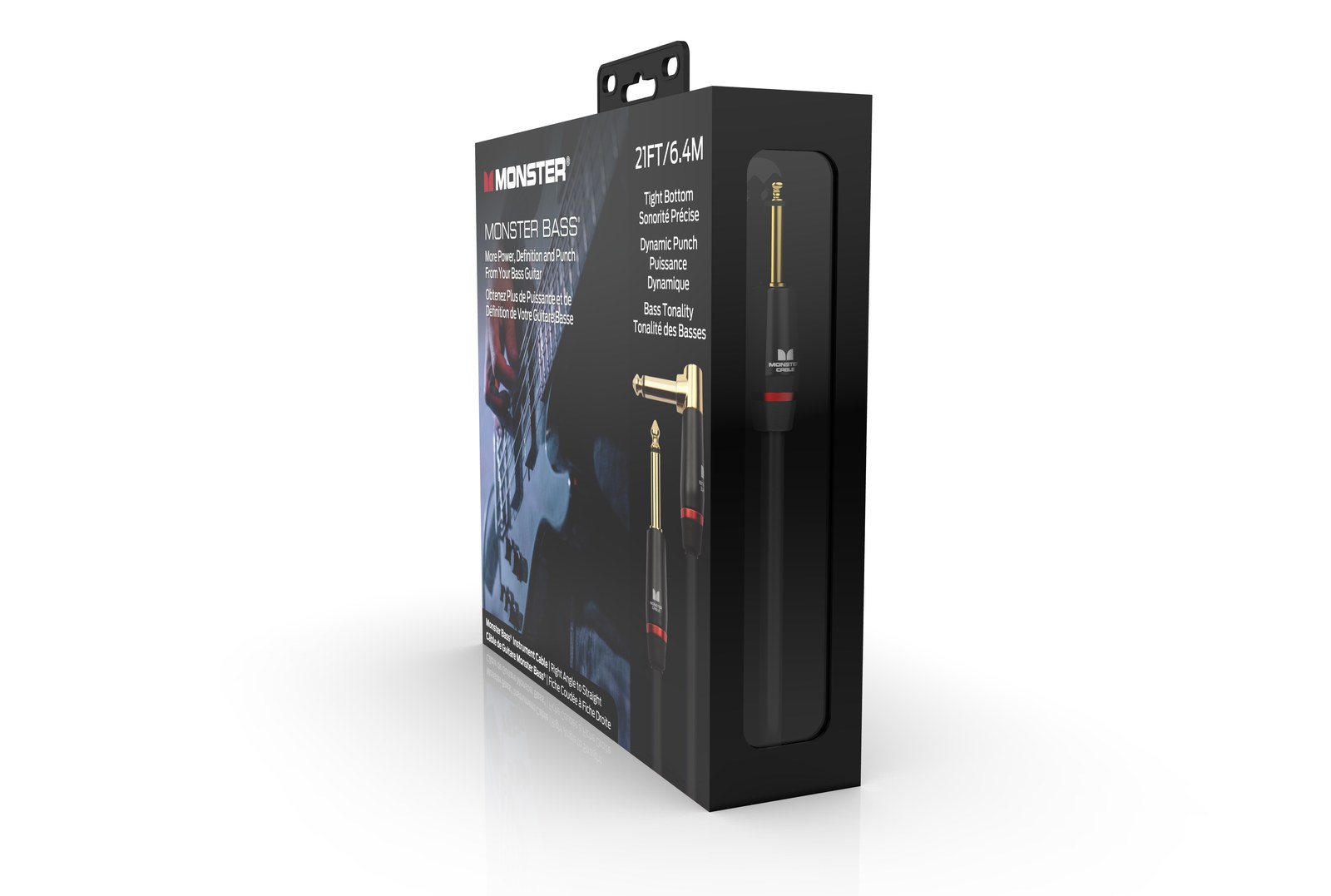 MONSTER CABLE kabel do gitary BASS 6.4m jack 1/4 prosty - jack 1/4 kątowy