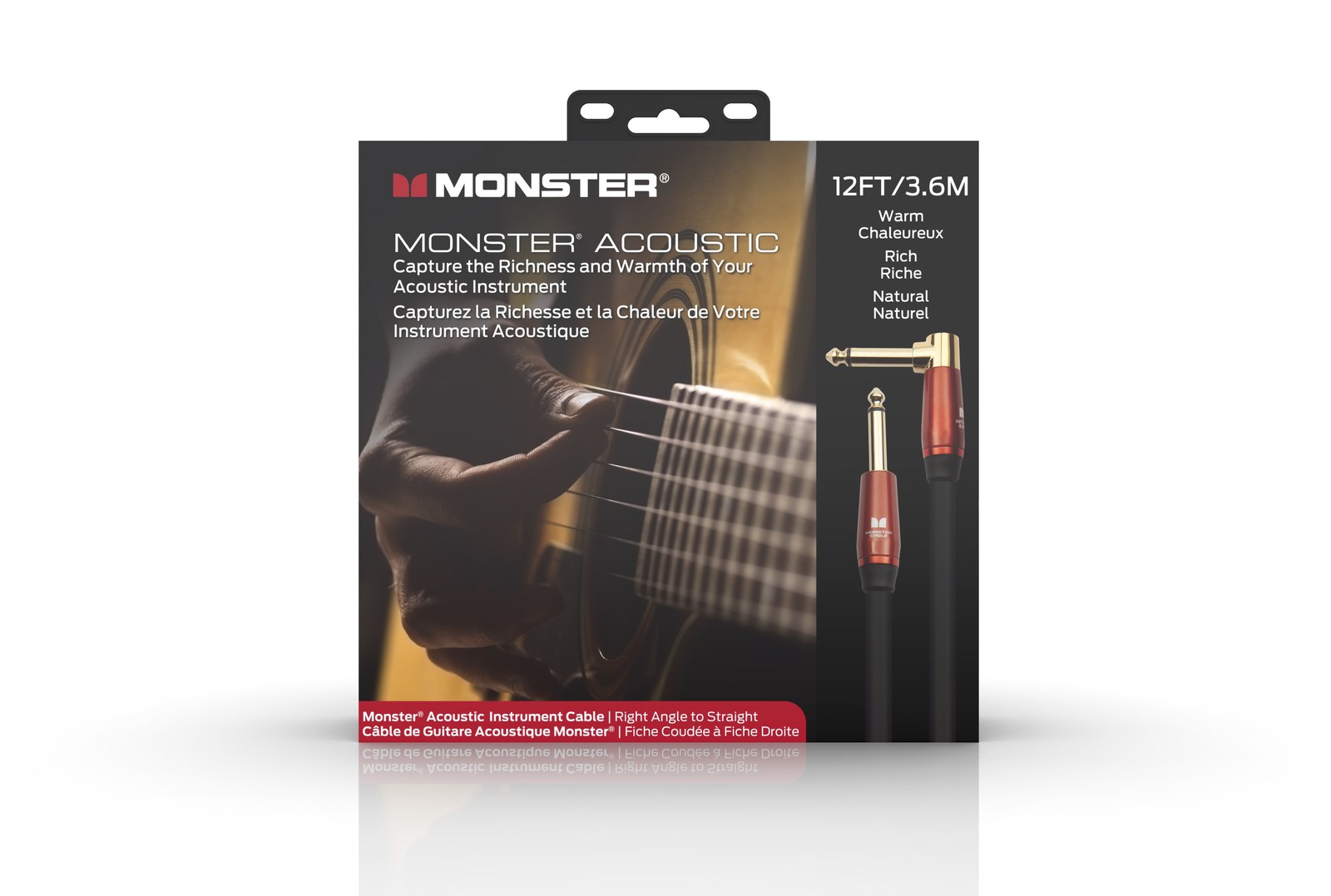 MONSTER CABLE kabel do gitary ACOUSTIC 3.6m jack 1/4 prosty - jack 1/4 kątowy