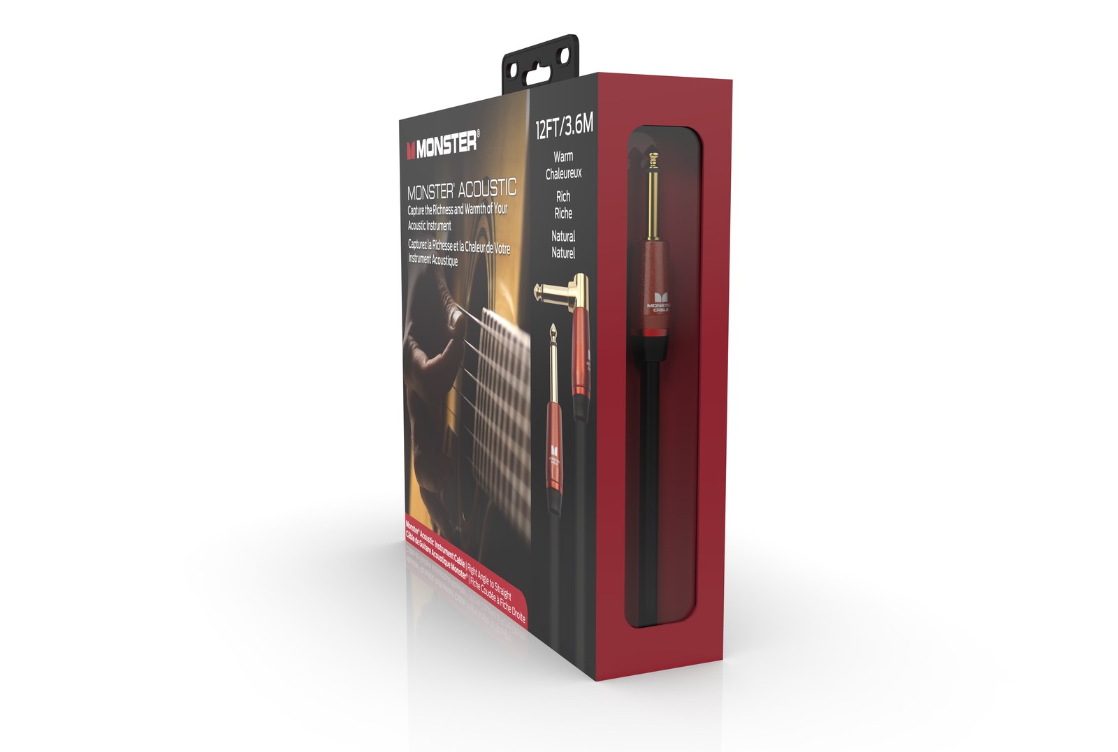 MONSTER CABLE kabel do gitary ACOUSTIC 3.6m jack 1/4 prosty - jack 1/4 kątowy