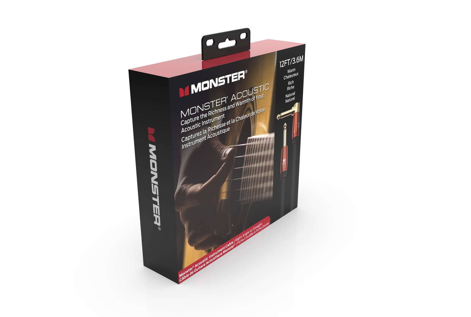 MONSTER CABLE kabel do gitary ACOUSTIC 3.6m jack 1/4 prosty - jack 1/4 kątowy
