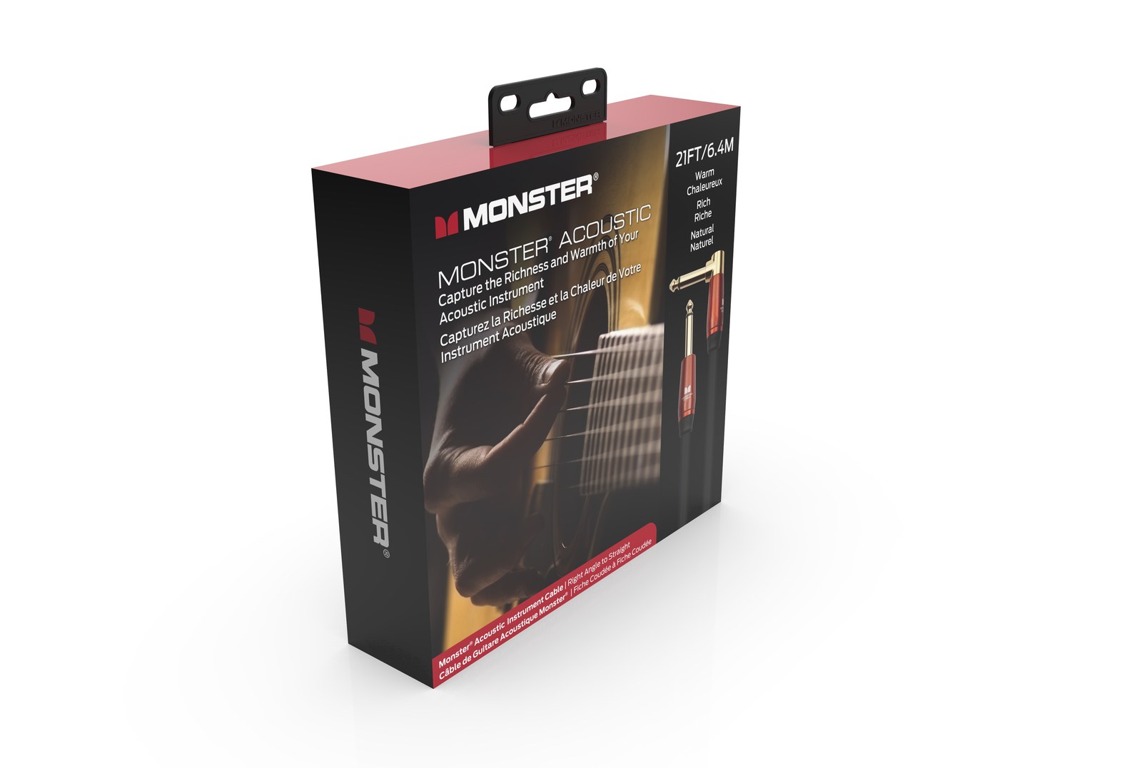 MONSTER CABLE kabel do gitary ACOUSTIC 6.4m jack 1/4 prosty - jack 1/4 kątowy