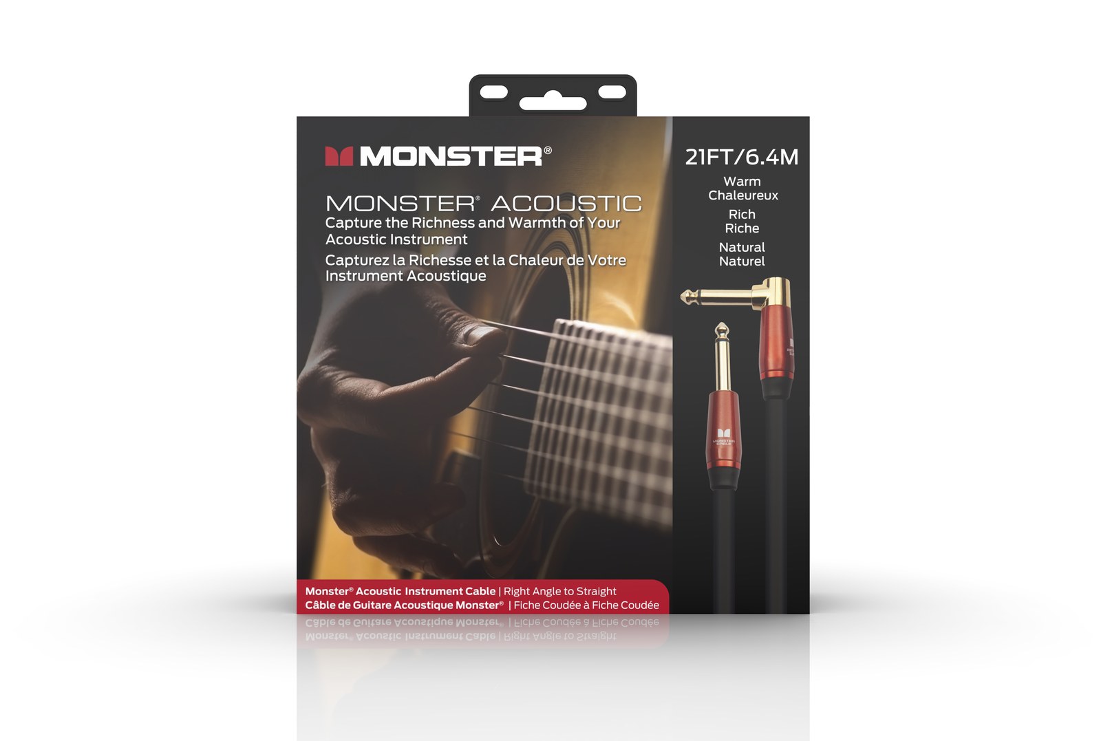 MONSTER CABLE kabel do gitary ACOUSTIC 6.4m jack 1/4 prosty - jack 1/4 kątowy