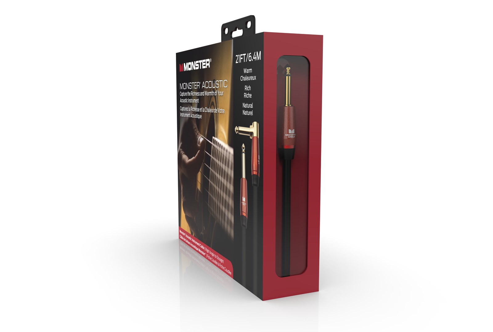 MONSTER CABLE kabel do gitary ACOUSTIC 6.4m jack 1/4 prosty - jack 1/4 kątowy