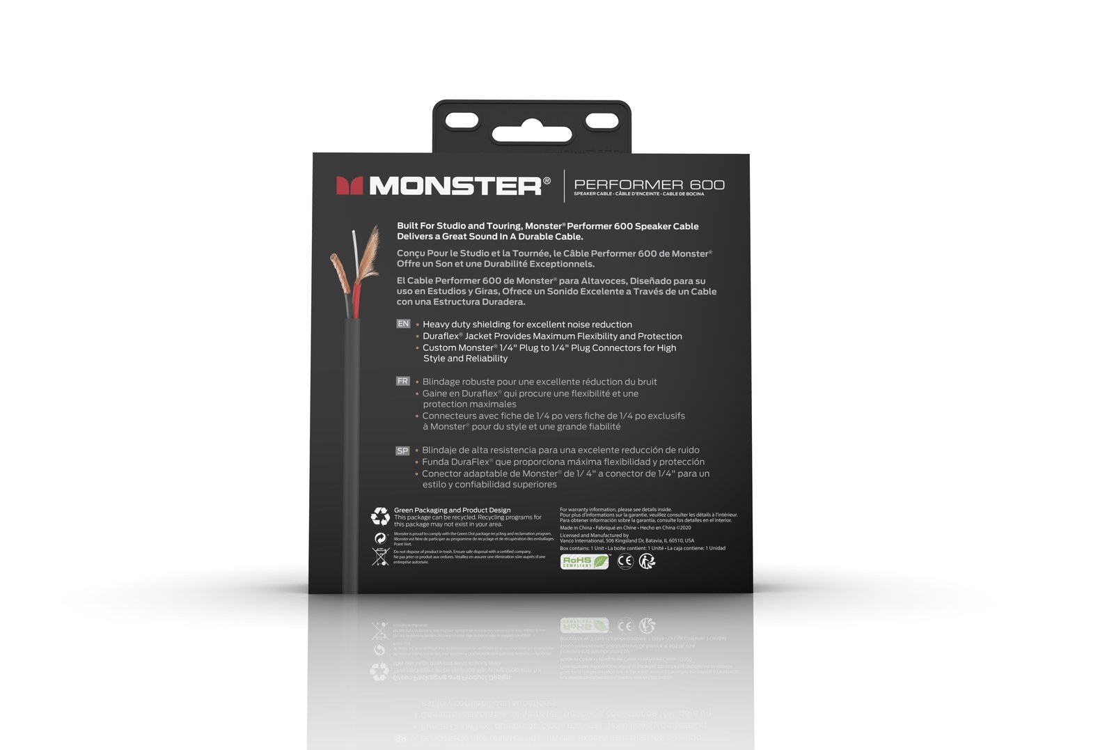 MONSTER CABLE kabel głośnikowy PERFORMER 600 1.8m jack 1/4 prosty - jack 1/4 prosty
