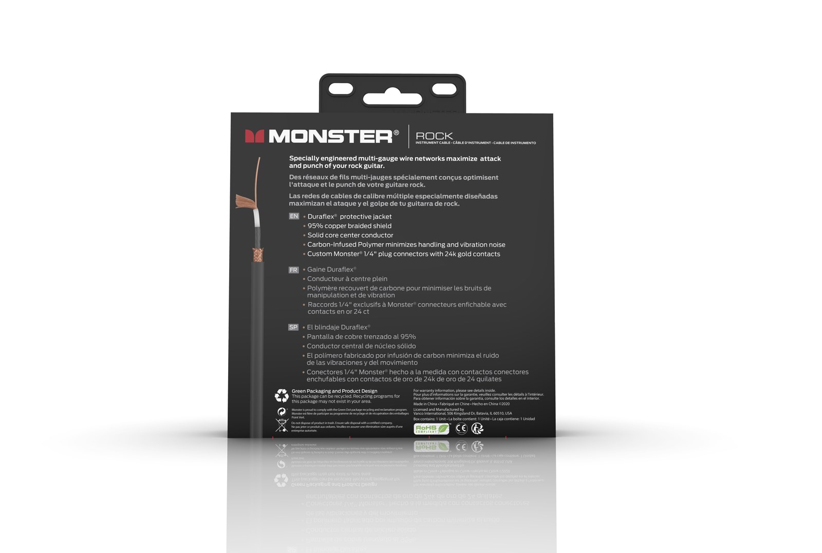 MONSTER CABLE kabel do gitary ROCK 1.8m jack 1/4 prosty - jack 1/4 prosty