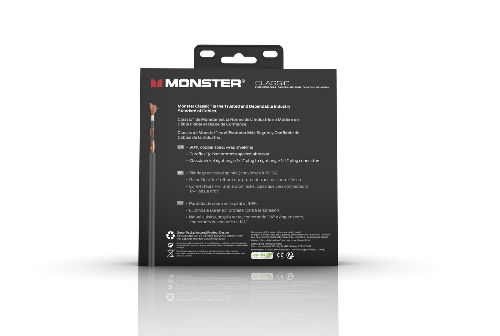 MONSTER CABLE kabel do gitary CLASSIC 1.8m jack 1/4 prosty - jack 1/4 prosty
