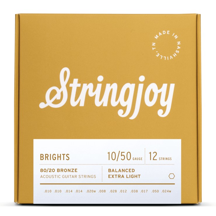 Stringjoy BB1024 Struny do gitary akustycznej 12-strunowej BRIGHTS 80/20 Bronze 10-50