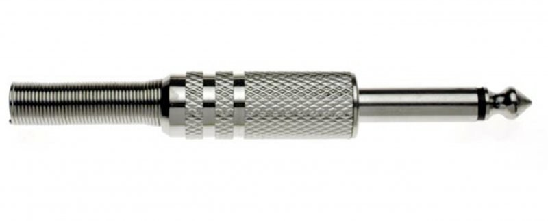 Stagg 001H - prosty wtyk jack 6,35 mm mono TS, niklowany