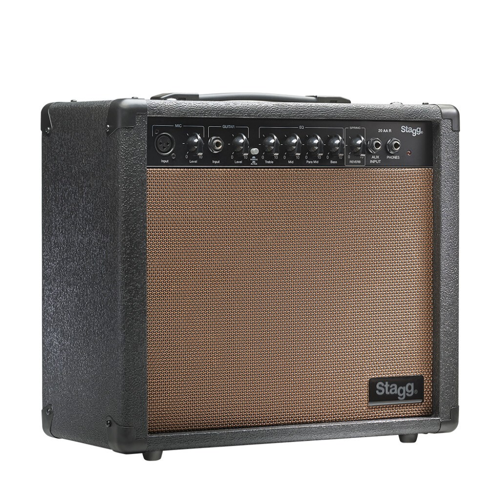 Stagg 20 AA R EU - combo do gitary elektroakustycznej, 20 W RMS, pogłos sprężynowy