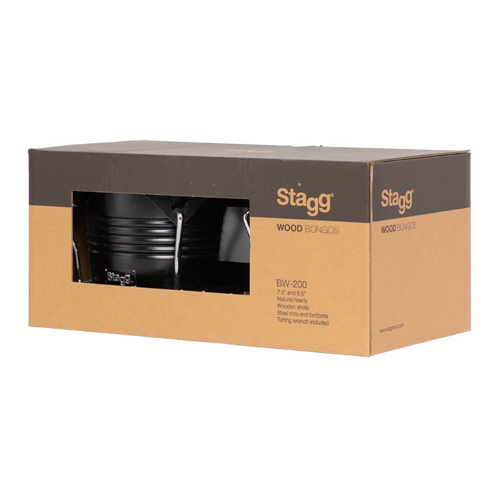 Stagg BW-200-BK - drewniane bongosy 6,5″ i 7,5″, czarny kolor