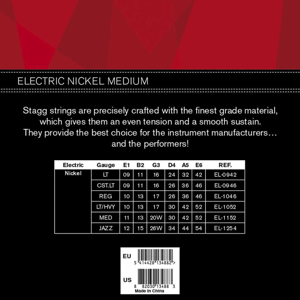 Stagg EL-1152 - struny do gitary elektrycznej, niklowana stal, Medium 11-52