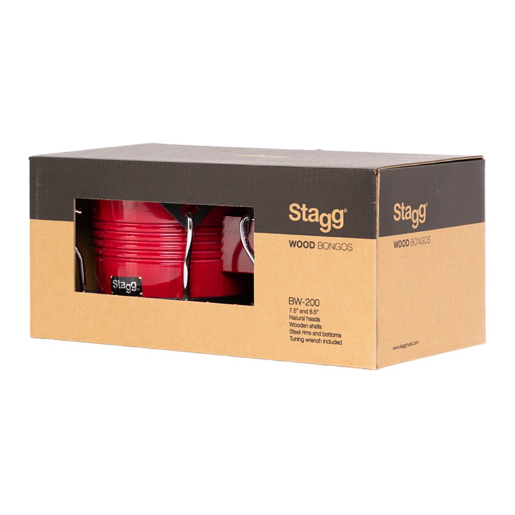 Stagg BW-200-CH - drewniane bongosy 6,5″ i 7,5″, kolor wild cherry