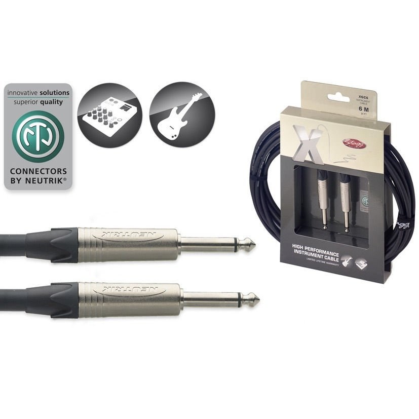 Stagg XGC 6 - kabel instrumentalny jack 6,3 mm / jack 6,3 mm, Neutrik, 6 m