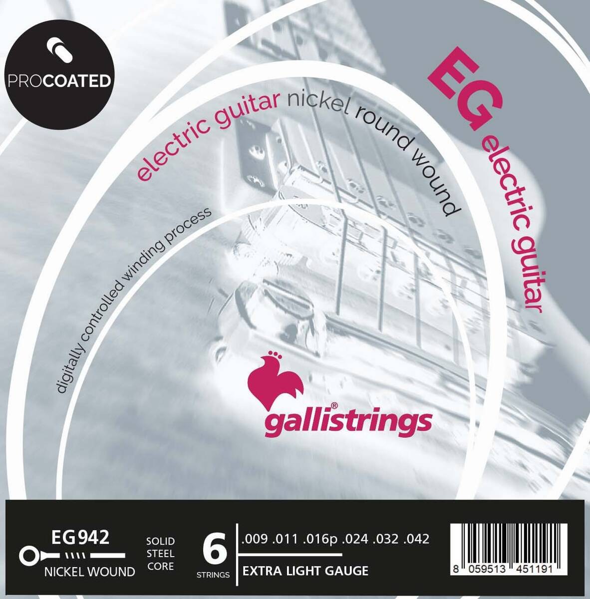 Galli EG942 Extra Light - powlekane struny elektryczne .009-.042