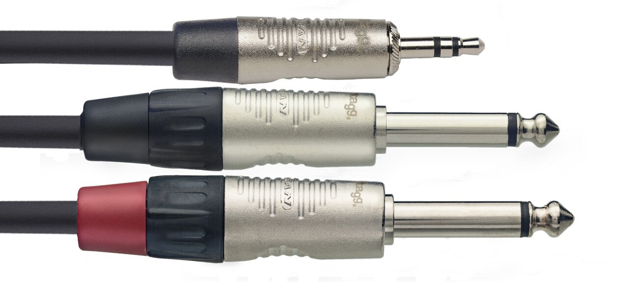 Stagg NYC3/MPS2PR - przewód Y stereo mini jack na 2 jack mono, 3 m