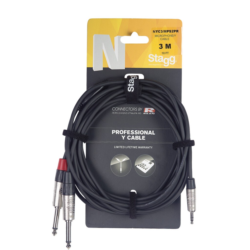 Stagg NYC3/MPS2PR - przewód Y stereo mini jack na 2 jack mono, 3 m