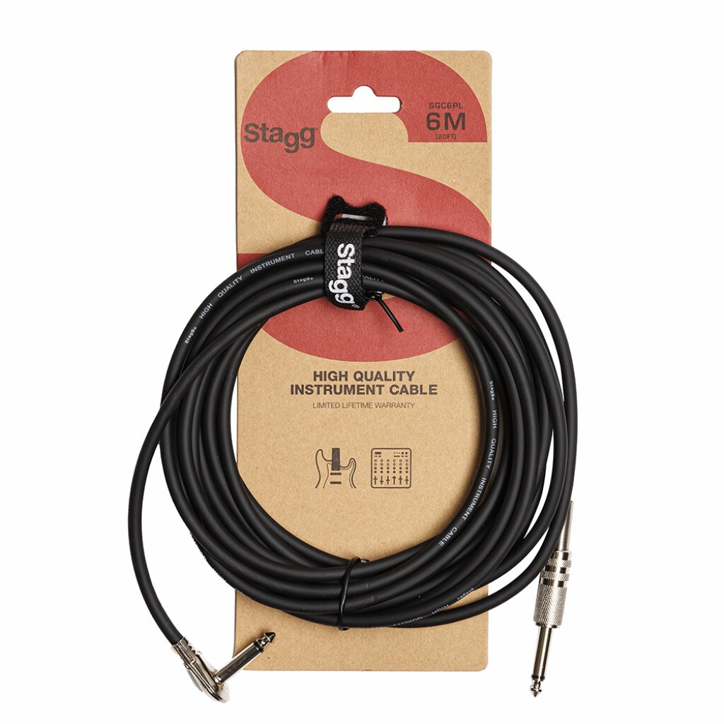 Stagg SGC6PL - kabel instrumentalny jack prosty / kątowy, 6 m, seria S