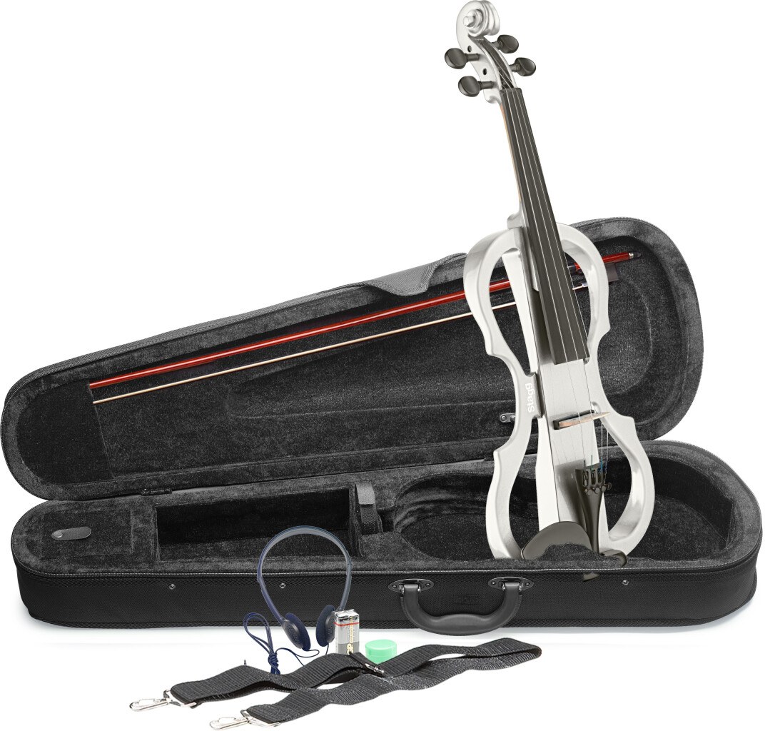 Stagg EVN X-4/4 WH - skrzypce elektryczne 4/4, biały, zestaw