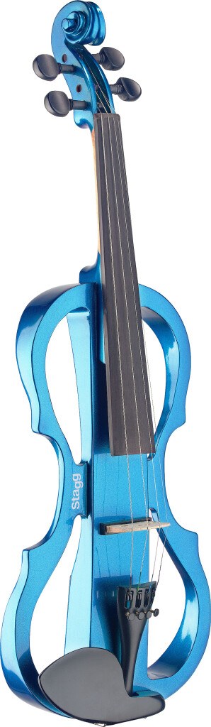 Stagg EVN X-4/4 MBL - skrzypce elektryczne 4/4, niebieski metalik, zestaw z futerałem i słuchawkami