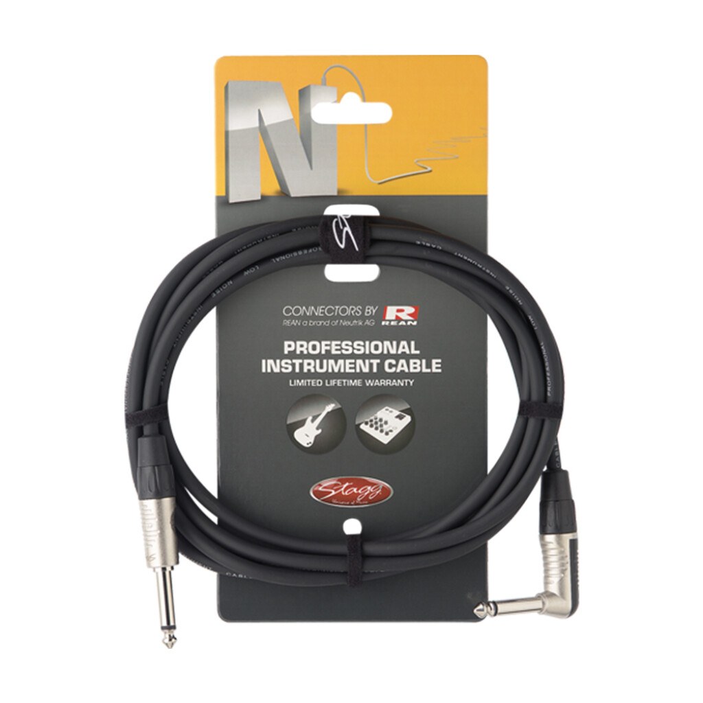 Stagg NGC6PLR - kabel instrumentalny jack prosty / kątowy REAN, 6 m