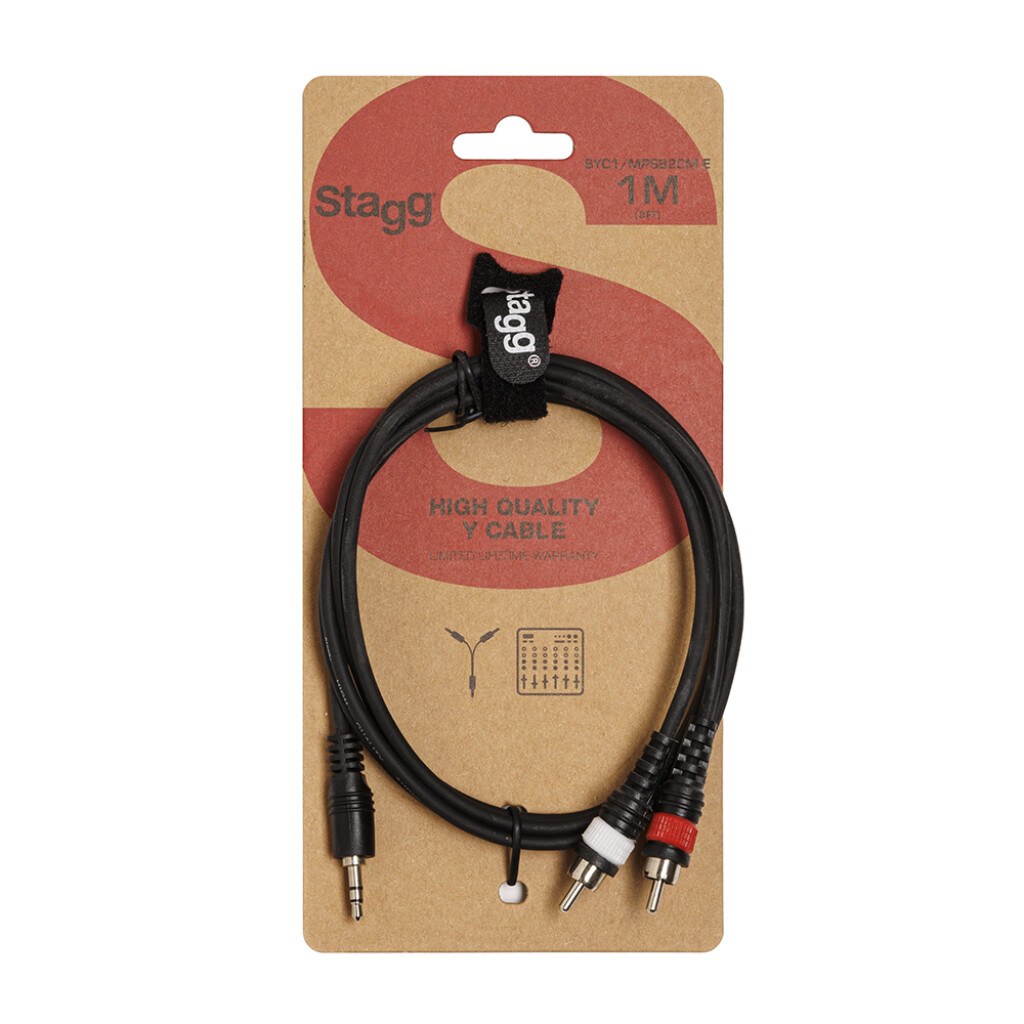 Stagg SYC1/MPSB2CM E - kabel Y mini jack stereo / 2 RCA, 1 m