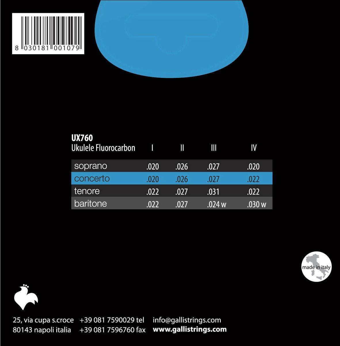 Galli UX760 - struny do ukulele koncertowego, fluorocarbon