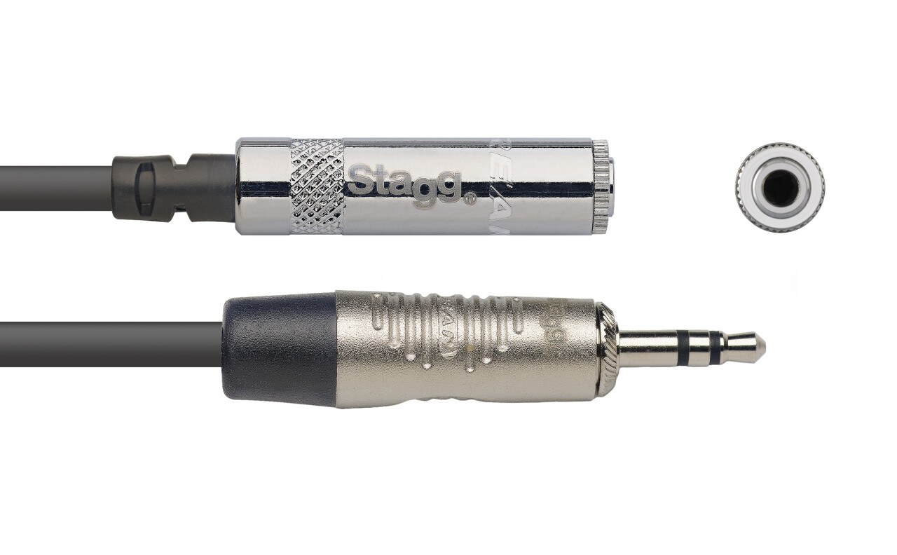 Stagg NAC3MPSMJSR - kabel stereo mini jack męski-żeński REAN, 3 m