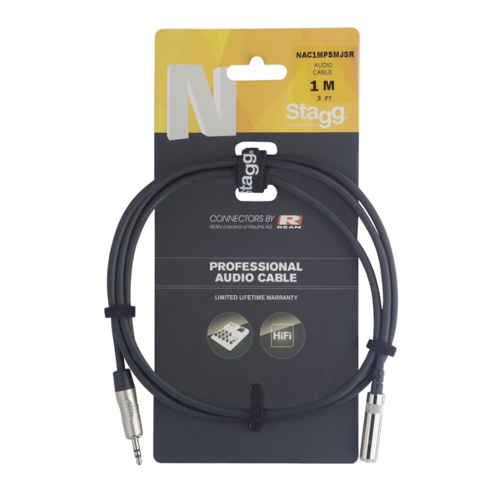 Stagg NAC3MPSMJSR - kabel stereo mini jack męski-żeński REAN, 3 m