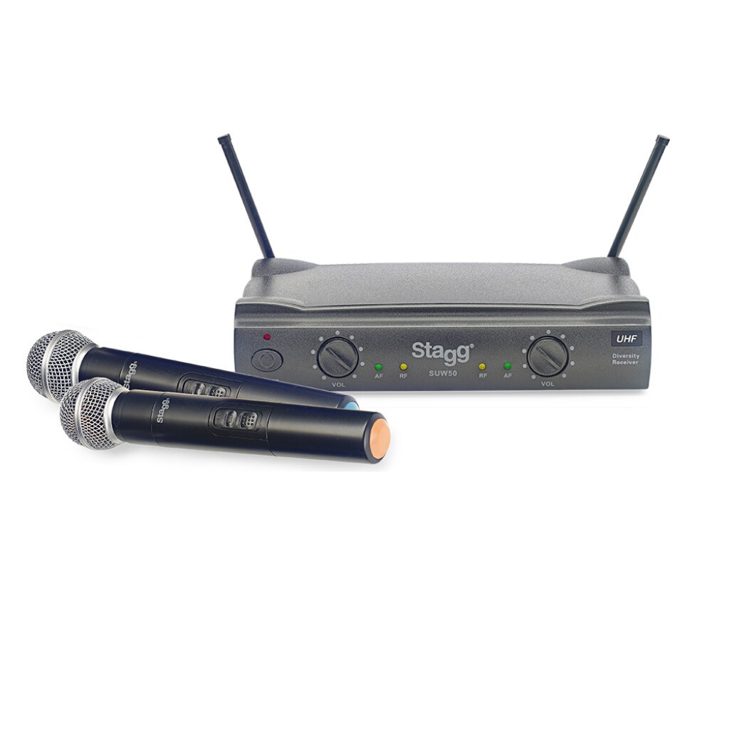 Stagg SUW 50 MM EG EU - system bezprzewodowy UHF, 2 mikrofony ręczne