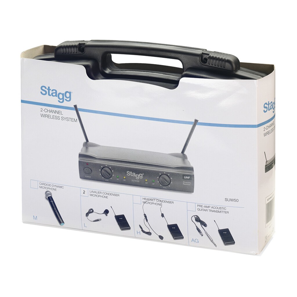 Stagg SUW 50 MM FH EU - system bezprzewodowy UHF, 2 mikrofony ręczne